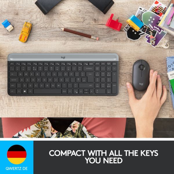 Logitech MK470 Slim Combo graphit, DE-Layout Scissor-Switch